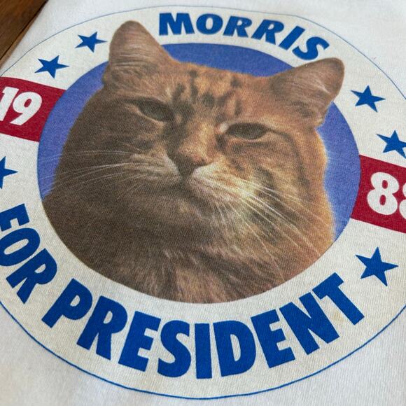 Vintage 1988 Morris The Cat for President Single Stitch Women’s Medium T-Shirt - Picture 3 of 16